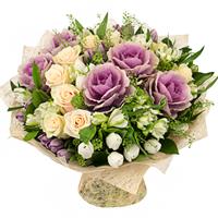 Букет з троянд, тюльпанів та альстромерії Букет з троянд, тюльпанів та альстромерії