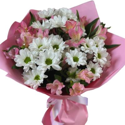Delicate bouquet of chrysanthemums and alstroemerias Delicate bouquet of chrysanthemums and alstroemerias