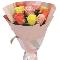 Bright bouquet of 9 roses