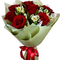 Bouquet of roses and alstromeries Bouquet of roses and alstromeries
