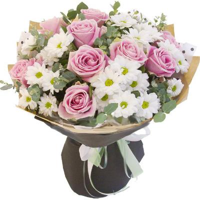 Bright bouquet of roses and chrysanthemums Bright bouquet of roses and chrysanthemums