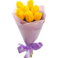 Яркий букет из 7 жёлтых тюльпанов